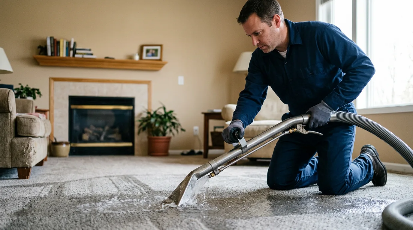 Water damage restoration technician working near Chaplin, CT